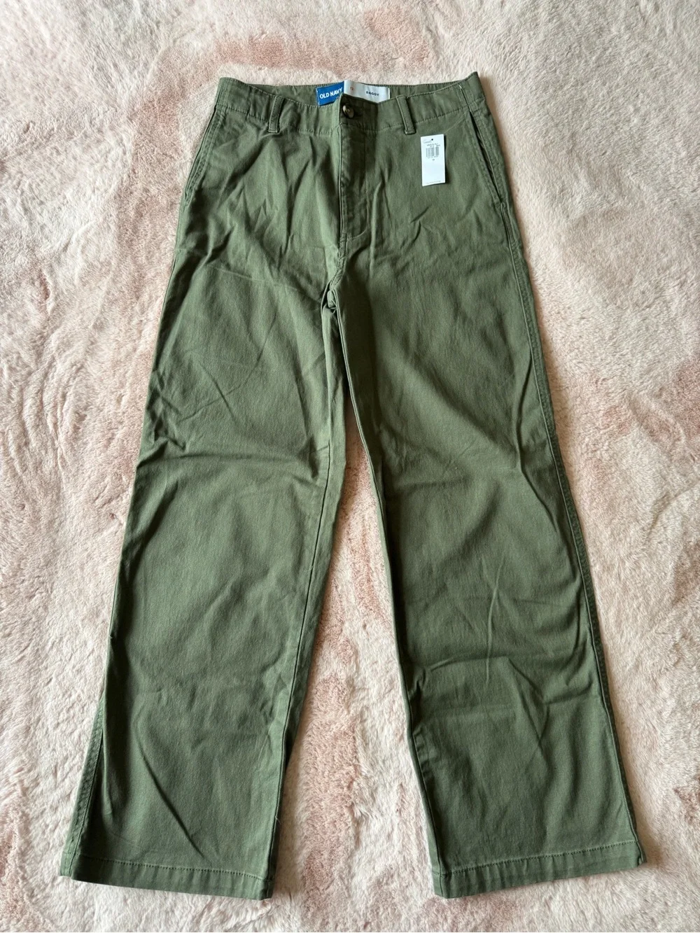 NWT Old Navy Girls Olive Green Baggy Leg Pants Size 12